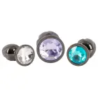ANOS Metal Butt Plug Set Diamo – 7 - 10 cm – Clear Photo
