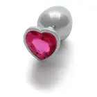 Heart Gem Butt Plug – 10 cm (3.9″) – Silver/Pink — Photo 5