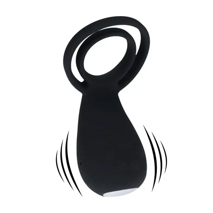 Vibrating Cock and Ball Ring with Paw Stimulator – Black
