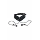 Sportsheets Velvet Noir – collar with removable chain and clamps – adjustable – black — Photo 2