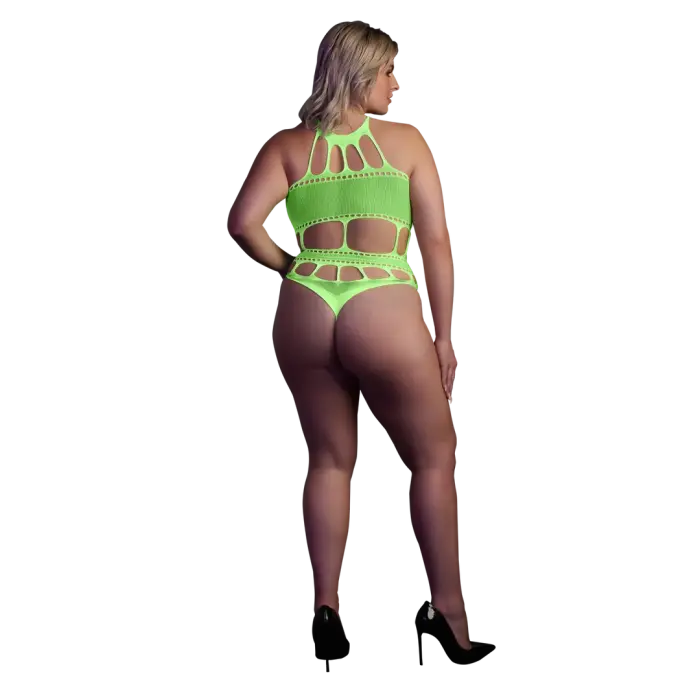 OUCH! Body with Grecian Neckline – Neon Green – Plus size Photo