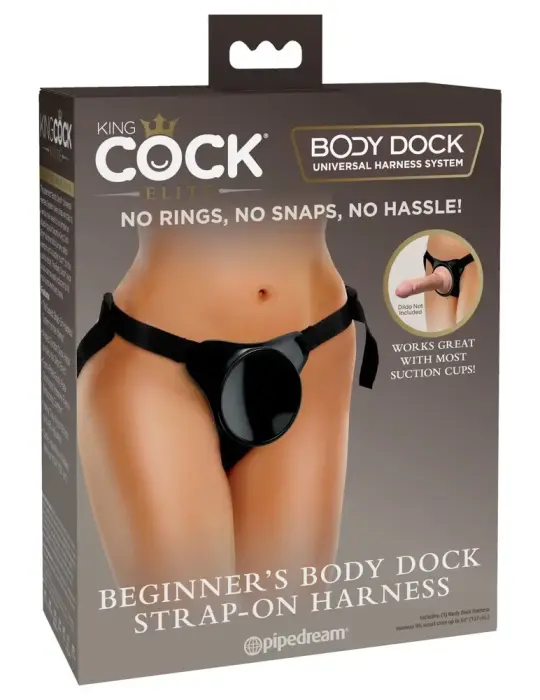 King Cock Elite Beginner Body Dock – трусики для страпона с площадкой для присоски – чёрные