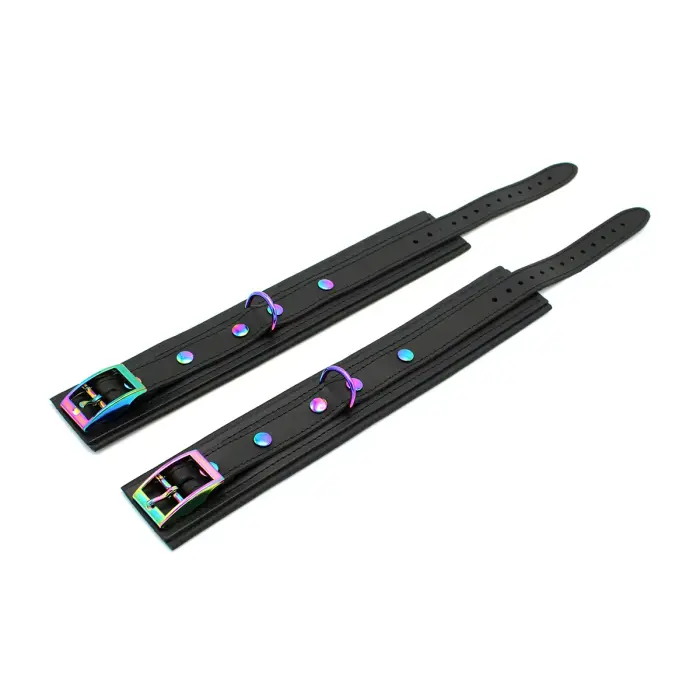 Leather Ankle Cuffs Black Rainbow Photo