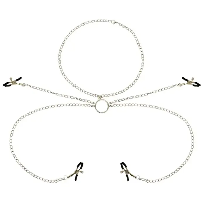 OHMAMA Metal System - 4 Nipple Clamps with Chain Necklace, Nickel-Free