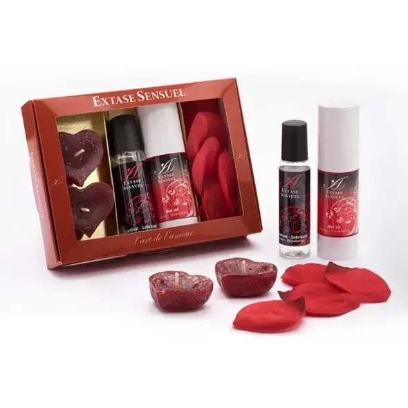 Extase Sensuel Temptation Red dovanų rinkinys – braškė