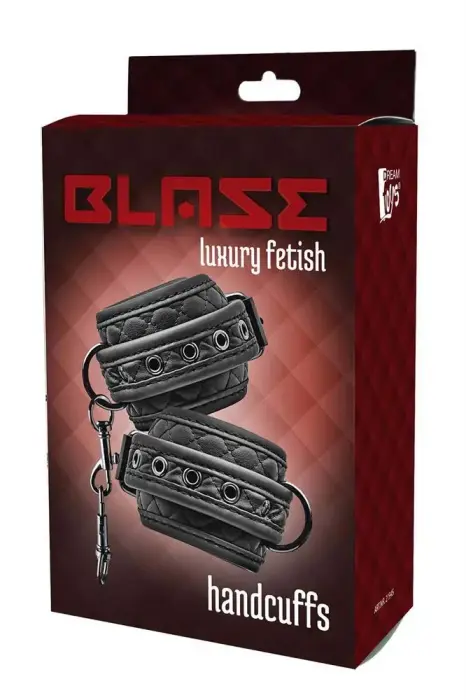 Blaze Diamond-Stitch Padded Faux Leather Handcuffs – Black