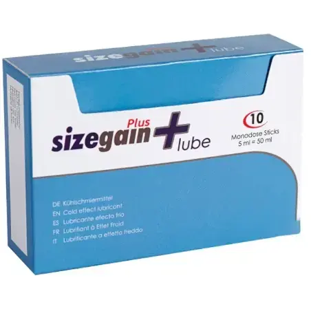 500 Cosmetics Sizegain Plus ūdensbāzes atvēsinošs lubrikants – 10 × 5 ml paciņas