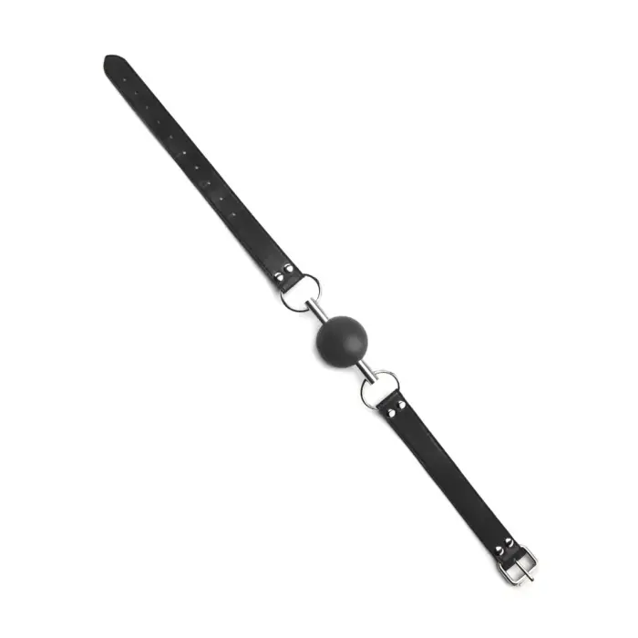 Ouch! Classic Solid Ball Gag Adjustable Leather Strap – Black