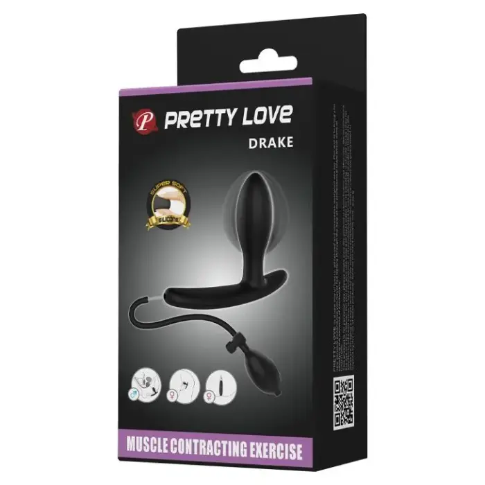PRETTY LOVE Drake piepūšams anālais spraudnis – Melns