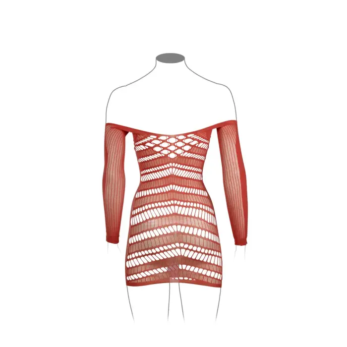 Tīkliņa minikleita ar garām piedurknēm – sarkana – One Size Foto 10