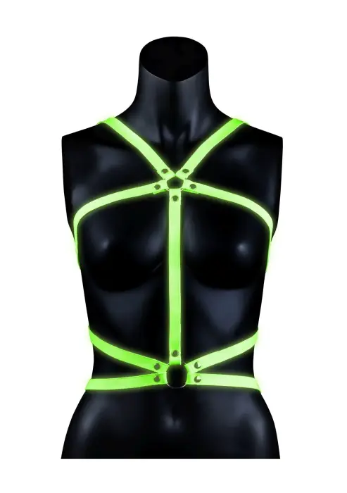 Ouch! Glow in the Dark Body Harness – Neon Green – S/M