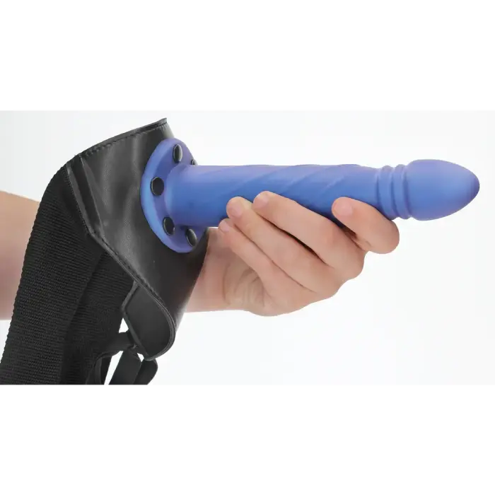 Twisted Hollow strap-on – metāliski zils Foto 9