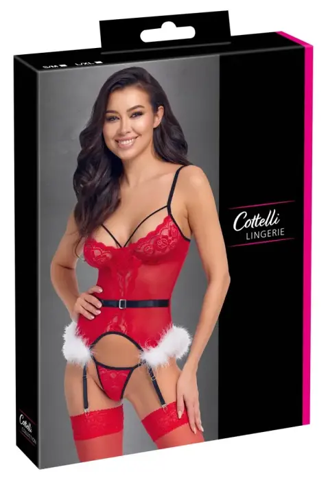 Cottelli LINGERIE X-Mas Strapshemd Set – Red Lace – S/M