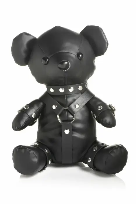 XR Brands Gimp Bear Black - Vegan Leather Decorative Plush Model