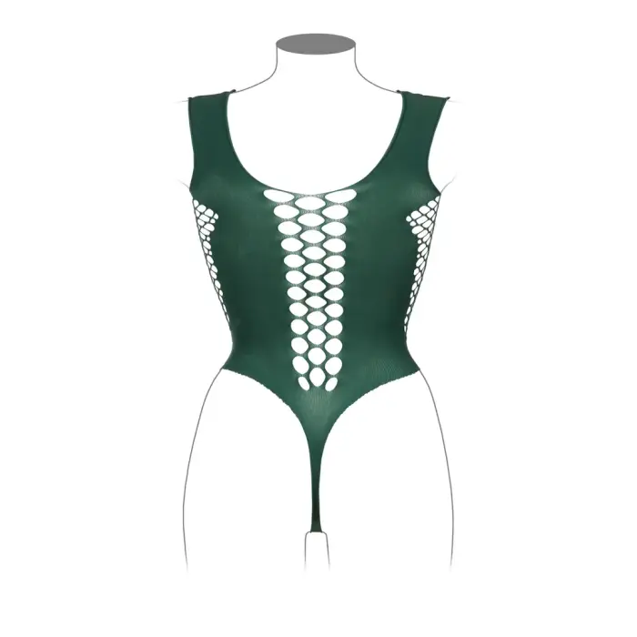 Bodijs ar dziļu V-izgriezumu un necaurspīdīgiem dekoriem – Queen Size Foto 6