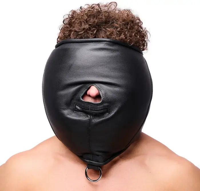 Red Leather Padded Sensory Hood – Black