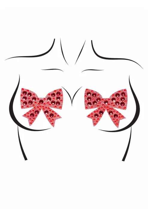 Rhinestone Bow Nipple Jewels – Red