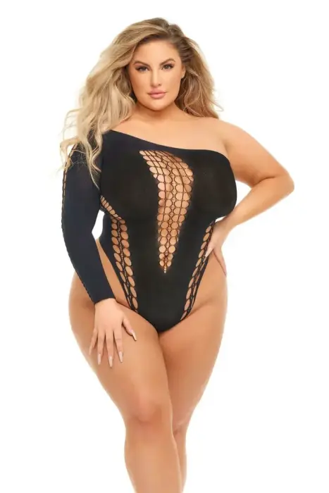 Fantasy Lingerie Dollar Sign – lahtiste õlgadega body – must – üks suurus
