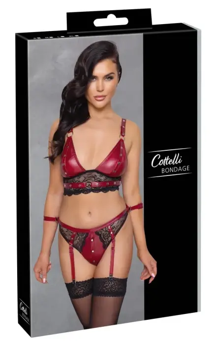 Cottelli Bondage Bra Set with Adjustable Restraint Straps – Red – XL