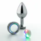 Borealis – Metāla anālais spraudnis ar RGB LED gaismu – 7.2 cm / Ø 2.7 cm – Sudraba — Foto 2
