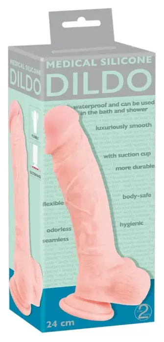 Meditsiinilisest silikoonist dildo – 24 cm (9.5″) – Nahavärv