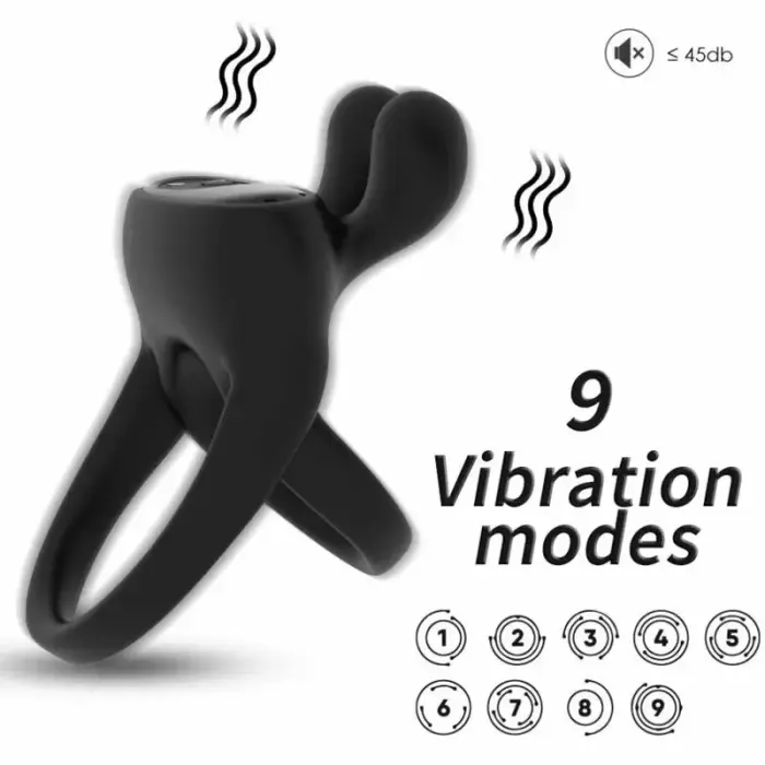 ARMONY Ring Vibrator Rabbit Black – Dual Silicone Waterproof System