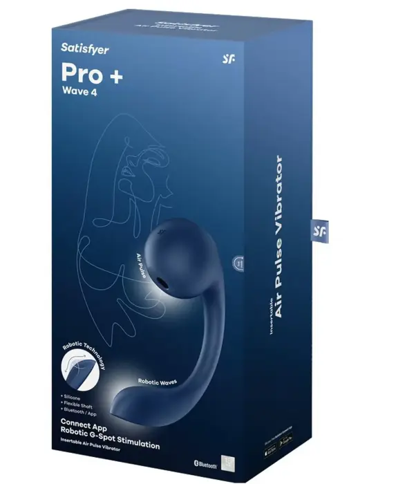 Satisfyer Pro+ Wave 4 воздушно-импульсный и роботизированный клиторальный стимулятор с управлением через app – синий