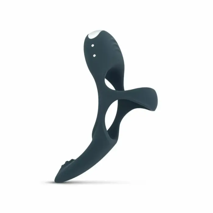 Boners Triple Ring Blue – silikona intīmā sistēma, USB uzlādējama