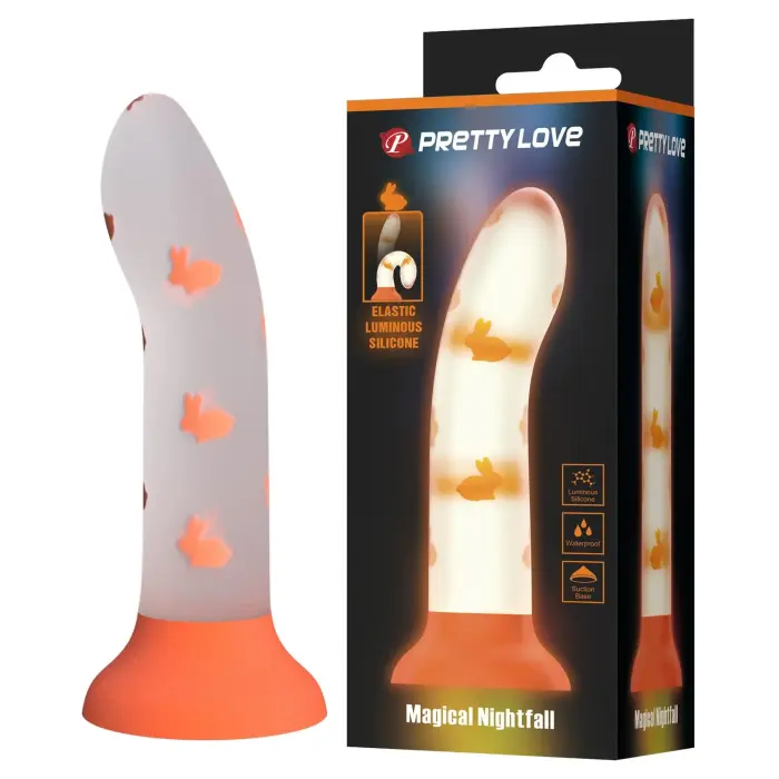 PRETTY LOVE Magical Nightfall tumsā spīdošs dildo ar piesūcekni