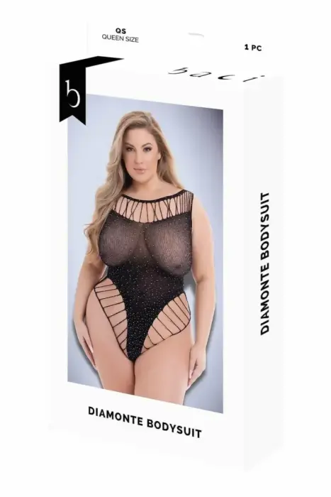 Baci Diamonte Bodysuit – Black – Queen Size
