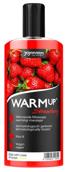 Joydivision WARMup braškių šildomasis masažo gelis – 150 ml