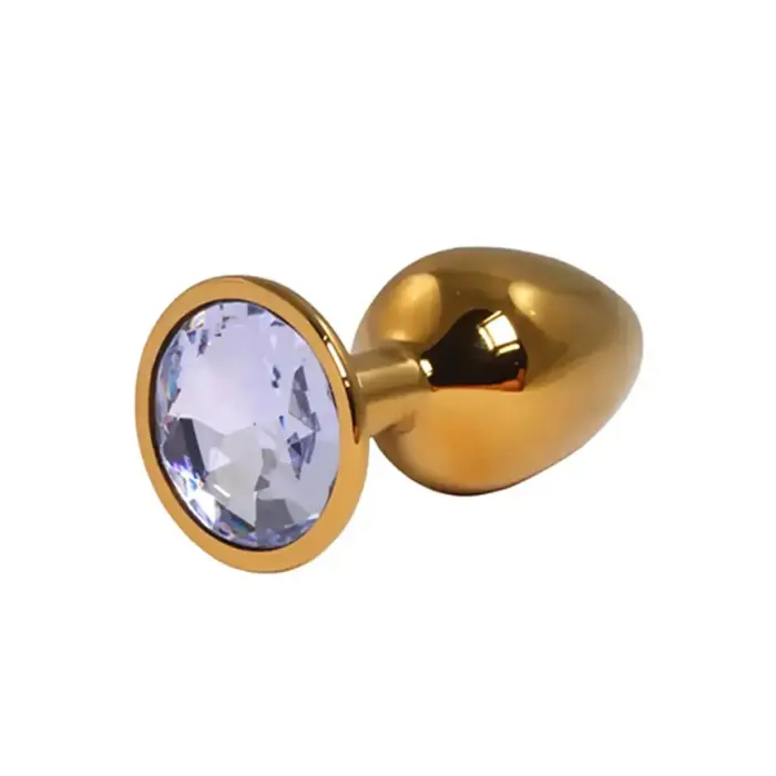 Zelta anālais spraudnis ar baltu dimantu – 7 cm (2.75″) – Daudzkrāsains