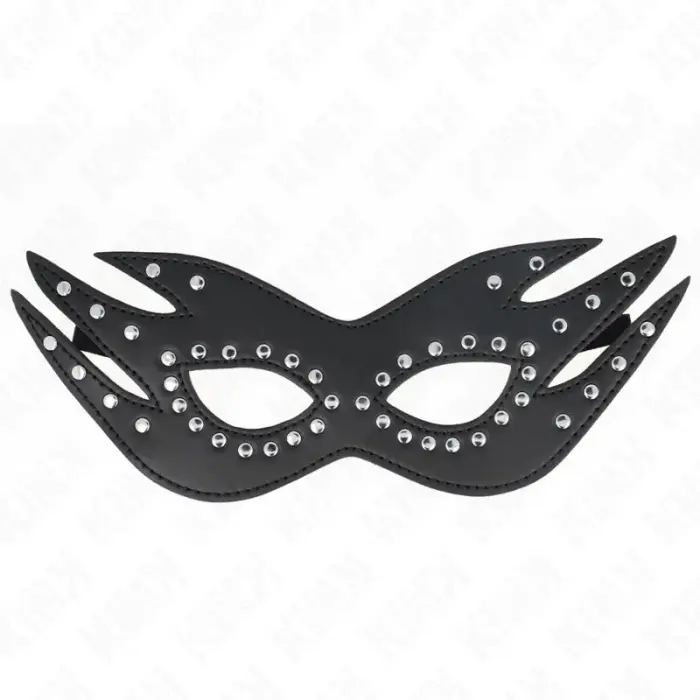 KINK Leatherette Mask with Rivets Model 3 – Elegant Black 26x9.5 cm