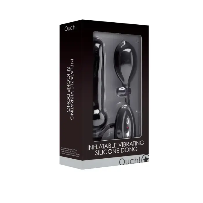 Piepūšams un vibrējošs silikona dildo – 15–18 cm – Melns Foto 1