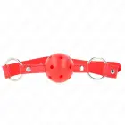 KINK дышащий кляп-шар 4 cm красный – регулируемый ремешок из искусственной кожи 42-58 cm — Фото 3