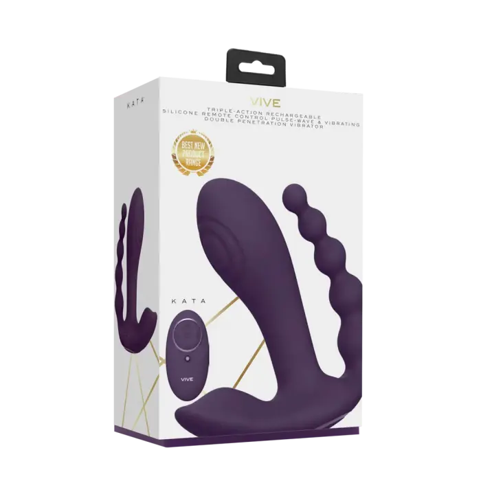 Kata trīsmotoru dubultās penetrācijas vibrators – 18 cm (7″) – violets
