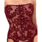 Noir Handmade – korsete bez lencēm ar flokētu powernet un 6 zeķturiem – bordo – S — Foto 9