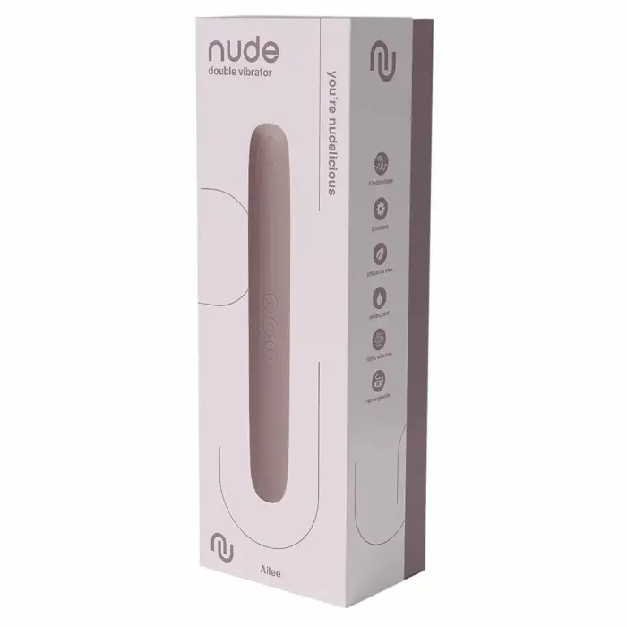 NUDE AILEE – двухконечный дорожный вибратор – гибкий, силикон/АБС – компактный