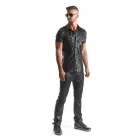 RMLuca001 Military Style Wet Look Shirt – Black – M — Photo 3