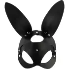 Coquette Chic Desire Vegan Leather Mask with Bunny Ears – Black — Photo 3