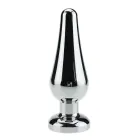 Metāla anālais spraudnis ar caurspīdīgu akmeni – 11.2 cm (4.4″) – Sudrabs — Foto 2