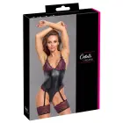 Cottelli LINGERIE bodijs ar zeķturiem – melns/rozā – XL — Foto 1
