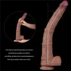 LoveToy – kahekihiline painduv silikoon-dildo XXL – realistlik iminapaga dildo – ihuvärvi – 40,6 cm (16'') — Foto 1