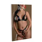 Daring Intimates wetlook 2-daļīgs krūštura komplekts ar atvērtām krūšu daļām un atvērtu starpkāju – melns – S/M — Foto 2