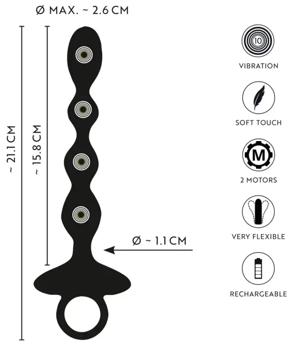 ANOS elastīgas anālās bumbiņas – 21.1 cm – Melns Foto 19