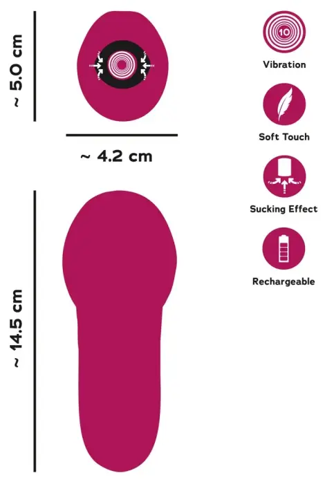 Oral Fun sūkšanas mutes vibrators – 14.5 cm (5.7″) – rozā Foto 10