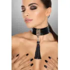 KINKY DIVA Teasing Tassel – adjustable vegan leather collar with removable tassel – black/silver — Photo 3