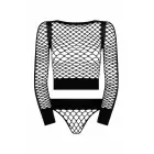 Christine Midnight Fishnet Two-Piece Set - Bold Textured Mesh, Black — Фото 4