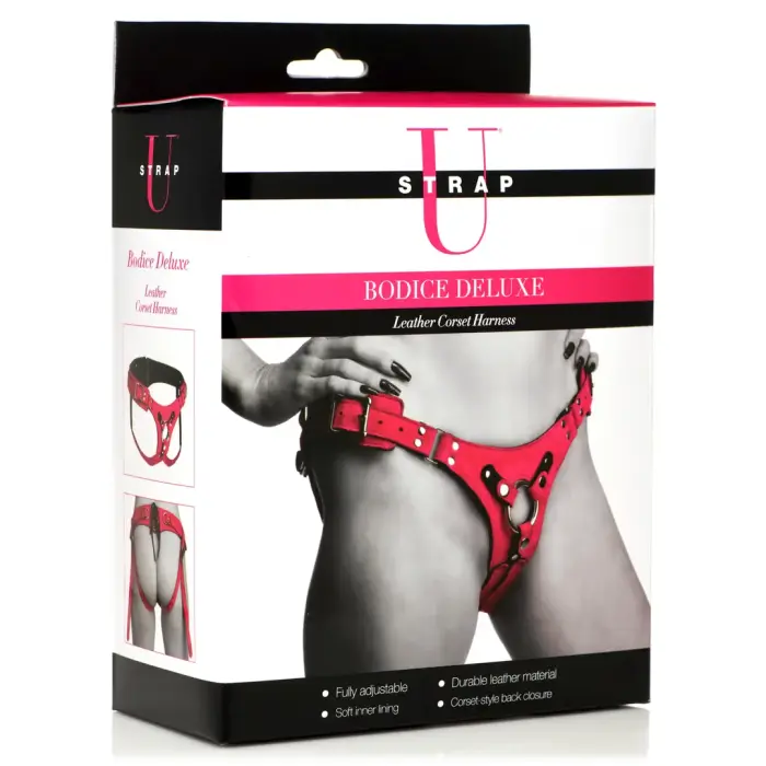 Bodice Deluxe Leather Corset Harness – Pink