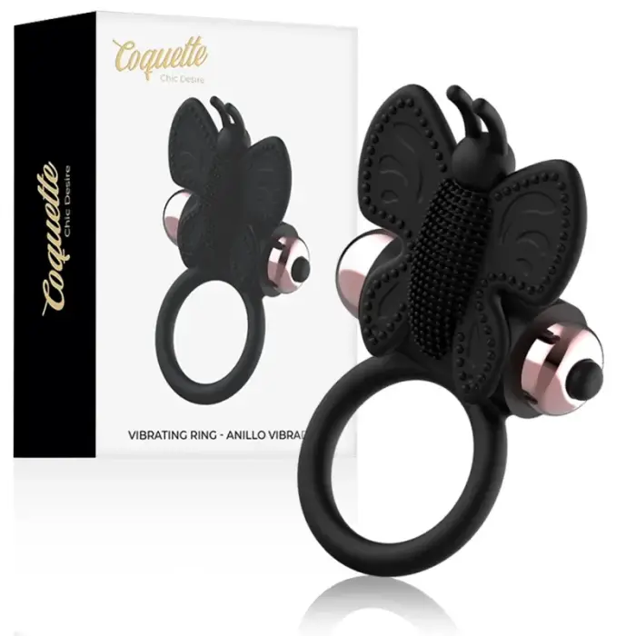 Coquette Chic Desire Black/Gold Butterfly Ring with Vibrating System 8.2 cm (3.2″)
